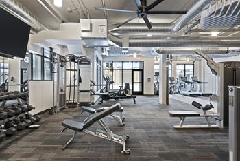 Fitness center with free weights